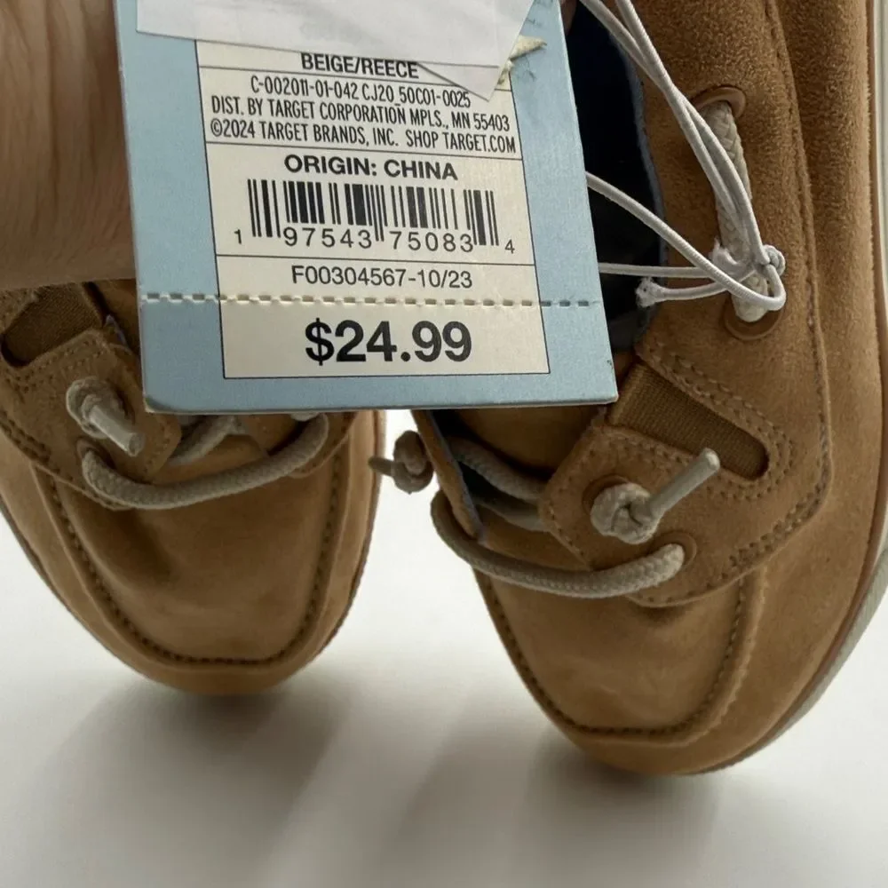 Cat & Jack boys Light Brown Boat Shoes- Size 5